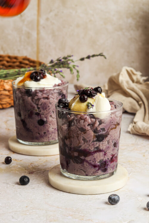 Blueberry Lavender Coconut Rice Pudding