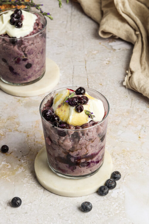 Blueberry Lavender Coconut Rice Pudding