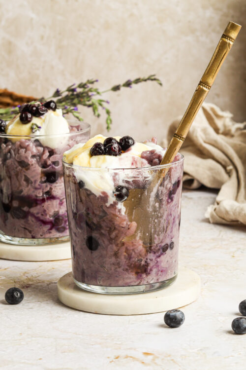 Blueberry Lavender Coconut Rice Pudding
