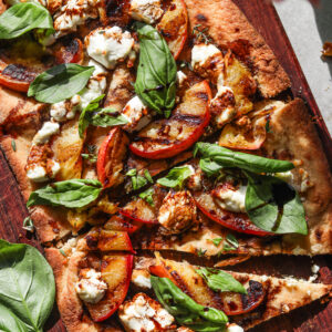 Grilled Peach, Basil & Goat Cheese Flatbread