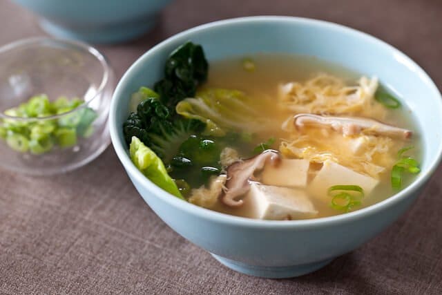 Miso Soup With Mushrooms And Tofu