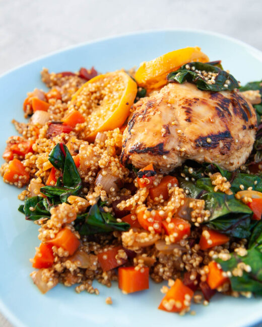 Vegetable Quinoa Pilaf with Honey Mustard Chicken Recipe