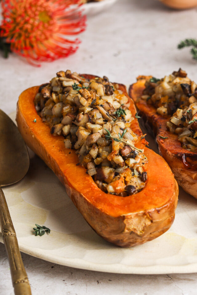 Wild mushroom and sage stuffed butternut squash