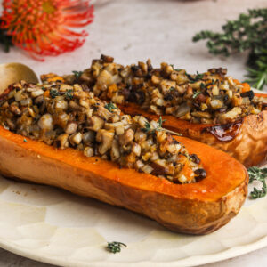Wild mushroom and sage stuffed butternut