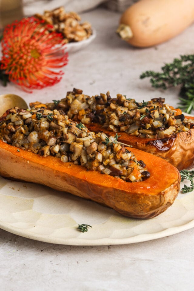 Wild mushroom and sage stuffed butternut