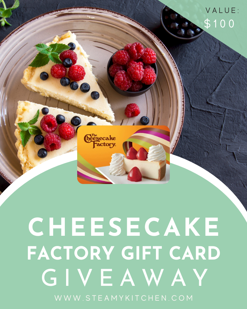 Cheesecake Factory $100 Gift Card GiveawayEnds in 48 days.